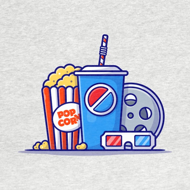 Popcorn, Soda And Roll Film Cartoon Vector Icon Illustration by Catalyst Labs